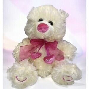 Caltoy Bear Plush Valentine Love “So Sweet” Stuffed Animal Ivory/Pink Super Soft